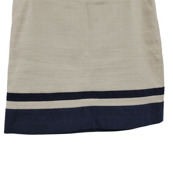 Ann Taylor Loft Tan Burlap Textured Linen Blend Navy Striped A-line Skirt Sz 8 - Picture 7 of 9